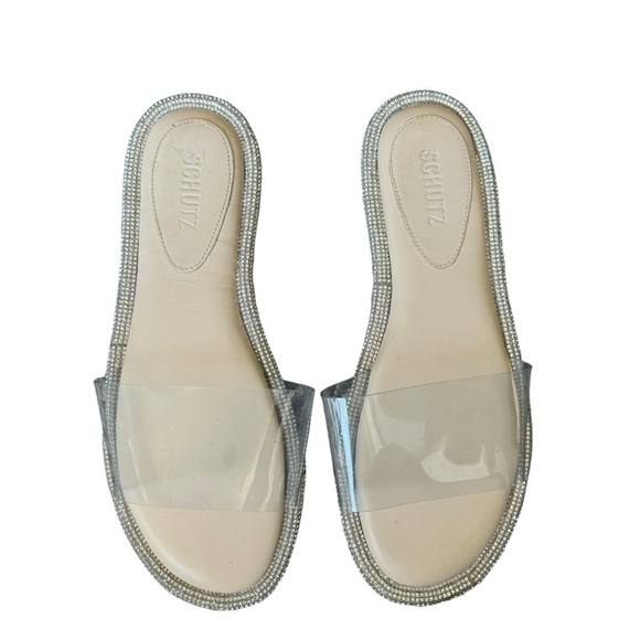 Schutz - Alcina Clear Strap Rhinestone Sandals Sz 8.5 - Picture 2 of 11